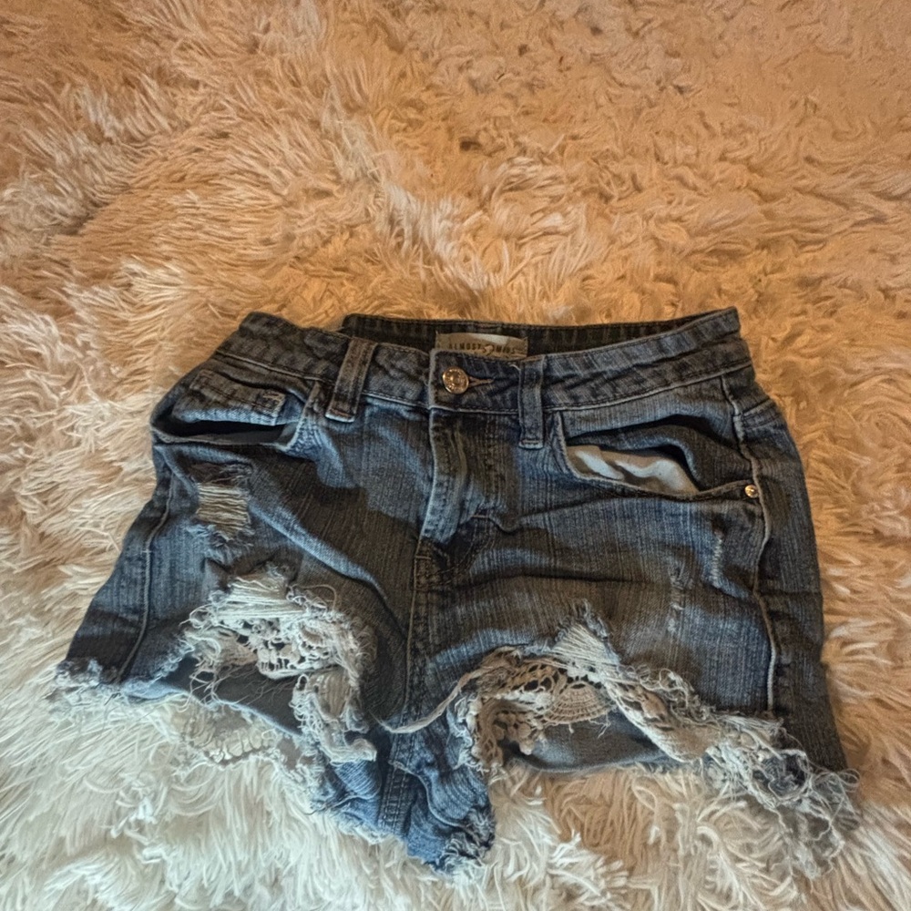Almost Famous Blue Distressed Jean Shorts